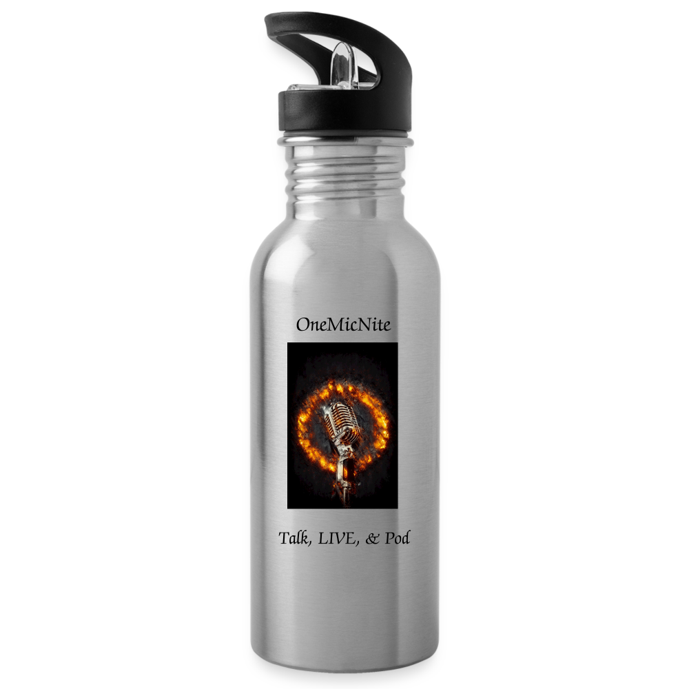 OneMicNite Logo Water Bottle - silver