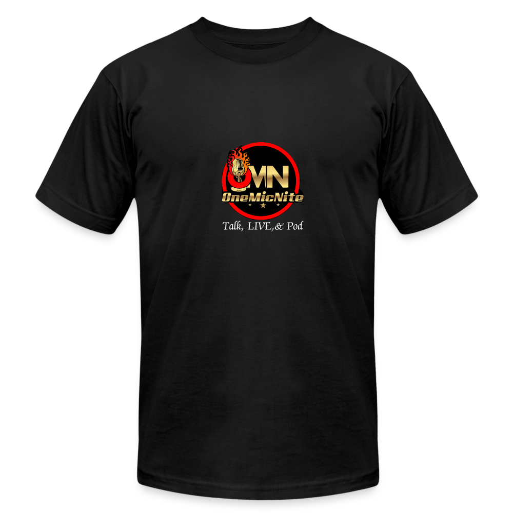 OneMicNite Signature Logo Unisex Talk,LIVE, & Pod Tee - black