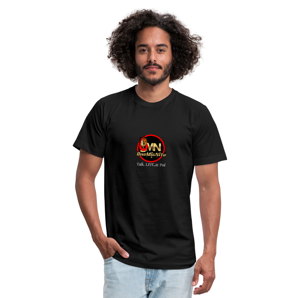 OneMicNite Signature Logo Unisex Talk,LIVE, & Pod Tee - black