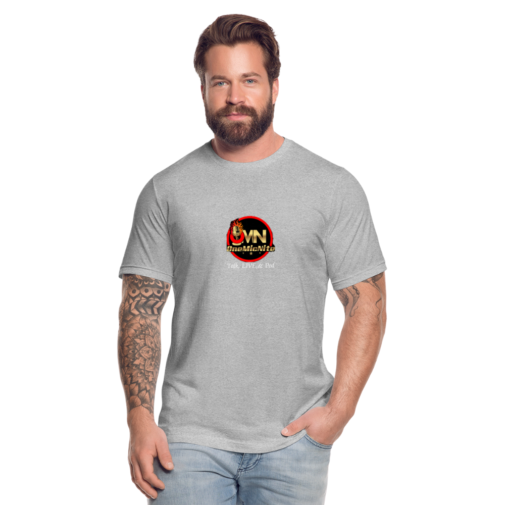 OneMicNite Signature Logo Unisex Talk,LIVE, & Pod Tee - heather gray