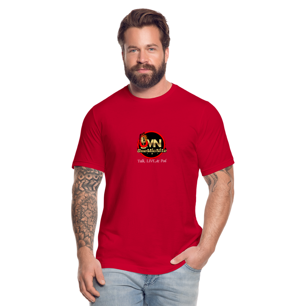 OneMicNite Signature Logo Unisex Talk,LIVE, & Pod Tee - red