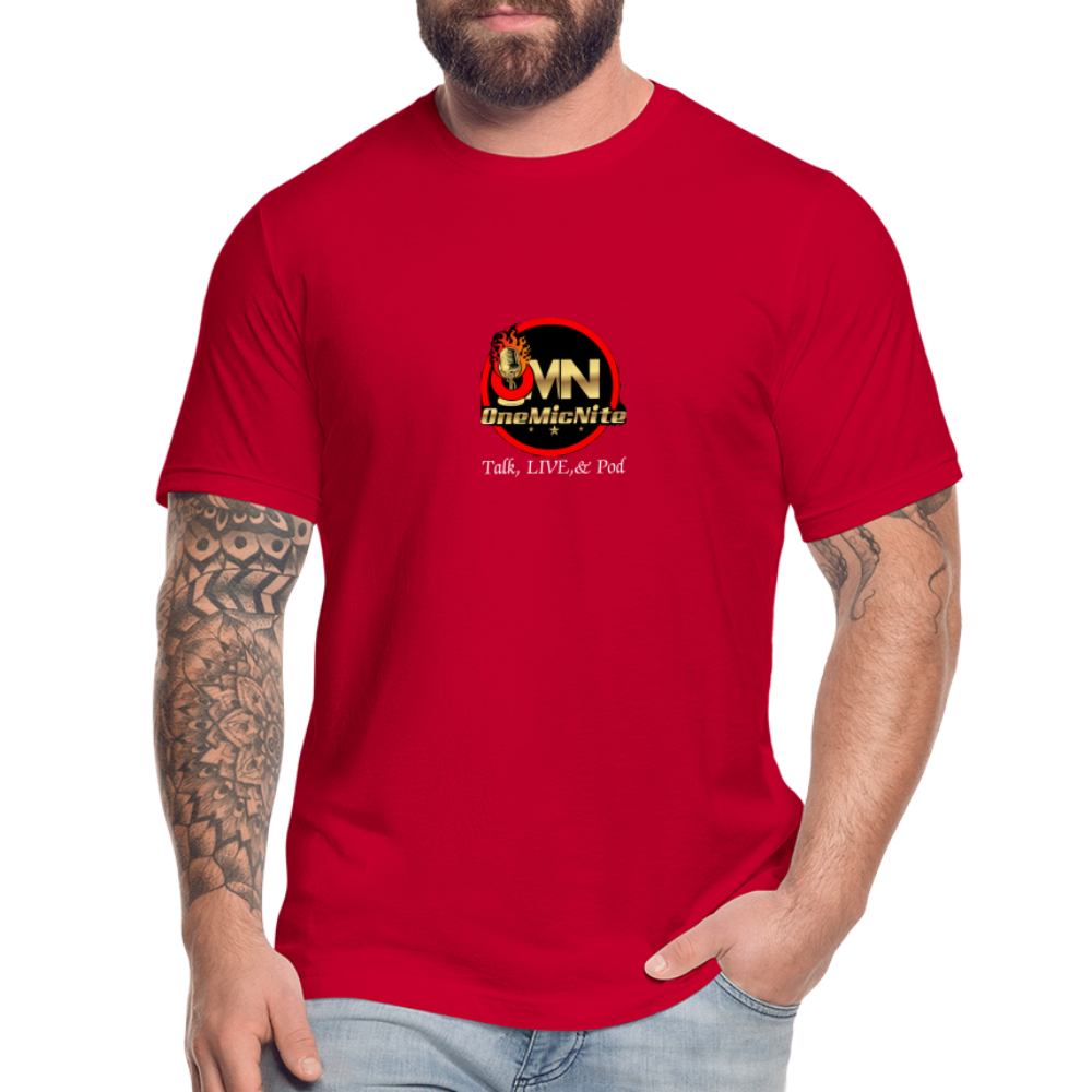 OneMicNite Signature Logo Unisex Talk,LIVE, & Pod Tee - red