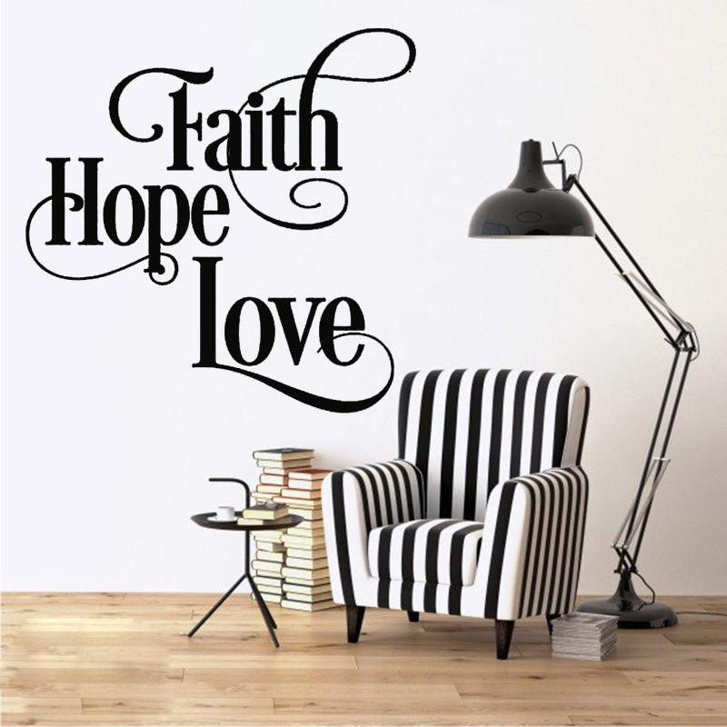 English Faith Hope Love Home Decoration Wall Sticker