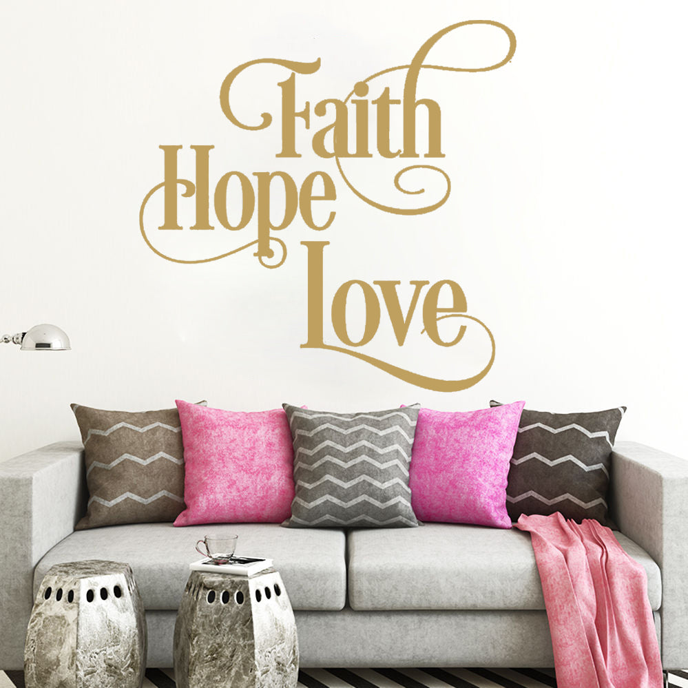 English Faith Hope Love Home Decoration Wall Sticker