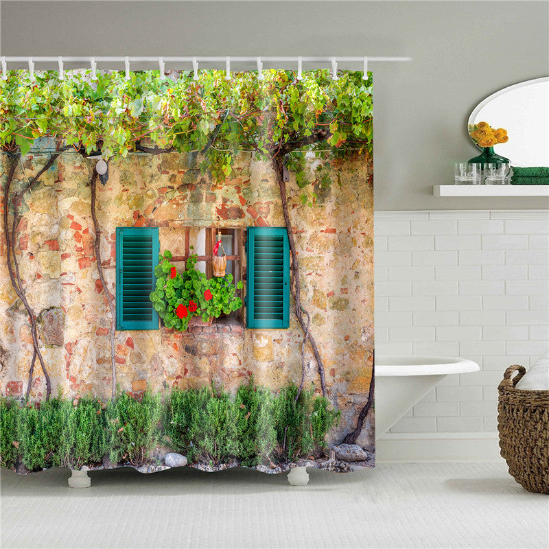 Garden Flowers Scenery Shower Curtains Bath Curtain Waterproof Bathroom Home Decor Washable Fabric Bathroom Screens