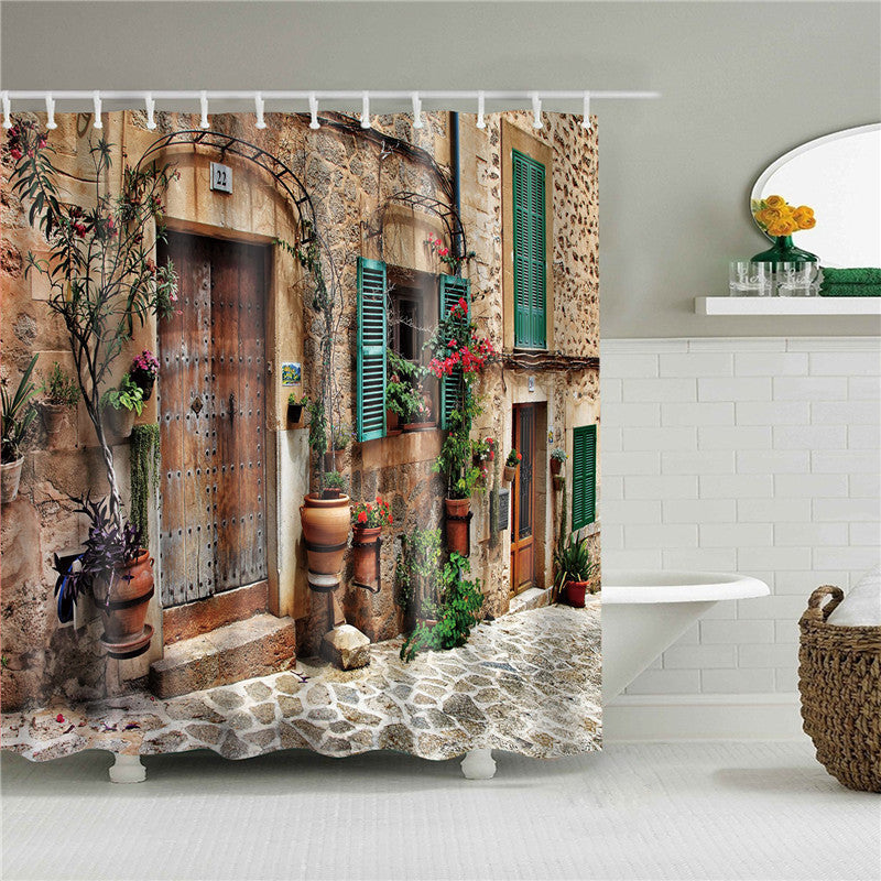 Garden Flowers Scenery Shower Curtains Bath Curtain Waterproof Bathroom Home Decor Washable Fabric Bathroom Screens