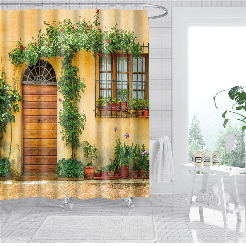 Garden Flowers Scenery Shower Curtains Bath Curtain Waterproof Bathroom Home Decor Washable Fabric Bathroom Screens