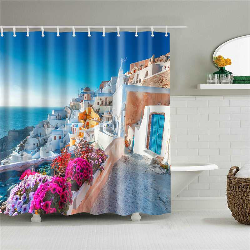 Garden Flowers Scenery Shower Curtains Bath Curtain Waterproof Bathroom Home Decor Washable Fabric Bathroom Screens