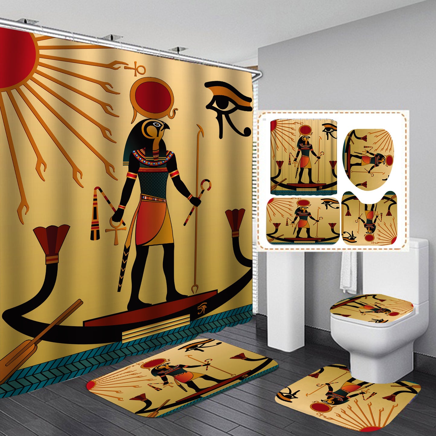 3D Digital Printing Waterproof Polyester Bathroom Shower Curtain Set