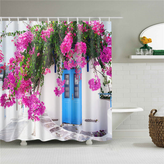 Garden Flowers Scenery Shower Curtains Bath Curtain Waterproof Bathroom Home Decor Washable Fabric Bathroom Screens