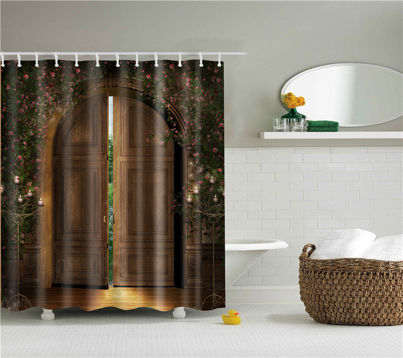 Garden Flowers Scenery Shower Curtains Bath Curtain Waterproof Bathroom Home Decor Washable Fabric Bathroom Screens